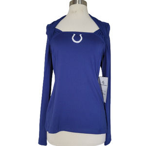NWT All Sport Couture Women's Blue Indianapolis Colts Logo Long Sleeve Top M